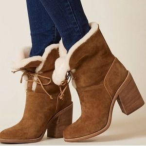 UGG Jerene Sherling Suede heeled Boots 6